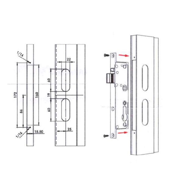 TRADEBASE Security Screen Barrier Door Lock Hinged with Cylinder + 3 keys - Image 7