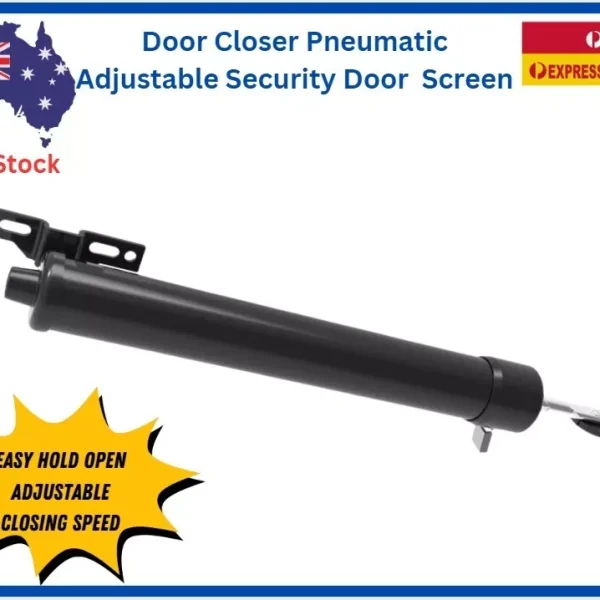 TRADEBASE Door Closer Pneumatic One Touch Adjust Universal Security Screen Closer Black