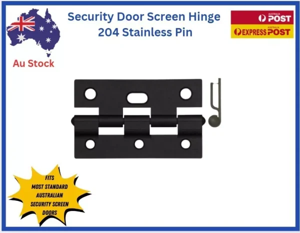 TRADEBASE Security Screen Door Hinge Heavy Duty -Stainless Pin- Black - Image 1