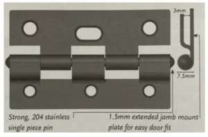 TRADEBASE Security Screen Door Hinges Heavy Duty  | Stainless Pin |  Black Twin Pack - Image 2