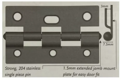 TRADEBASE Security Screen Door Hinges Heavy Duty  | Stainless Pin |  Black Twin Pack - Image 2