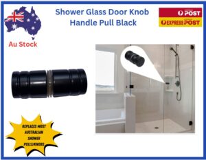 TRADEBASE Glass Door Knob Puller Push Handle Bathroom Shower Aluminum Alloy Black - Image 2