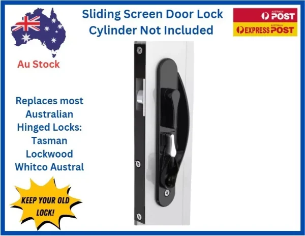 TRADEBASE Sliding Security Screen Barrier Door Lock | Black | Without Cylinder - Image 1
