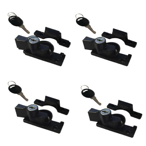 Window-Lock-Black-Sash-Double-Hung-Cam-lock-Latch 4pack-keyed-alike