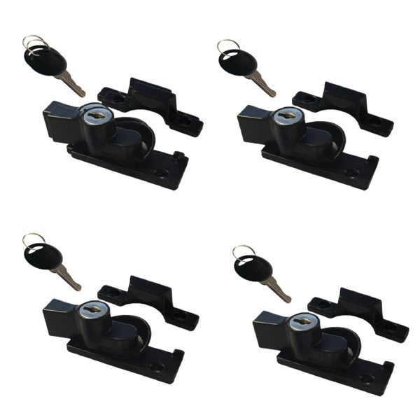 Window-Lock-Black-Sash-Double-Hung-Cam-lock-Latch 4pack-keyed-alike