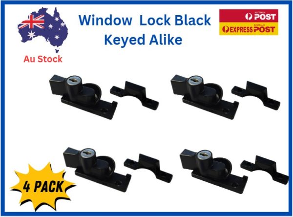 TRADEBASE Window Black Sash Lockable Keyed Alike Wide Base - 4 Pack - Image 2