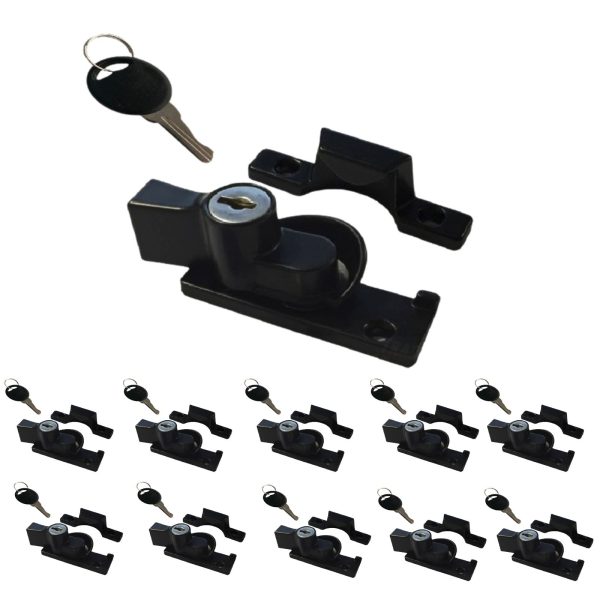 Window-Lock-Black-Sash-Double-Hung-Keyed alike -trade- pack-bulk- 10 pack
