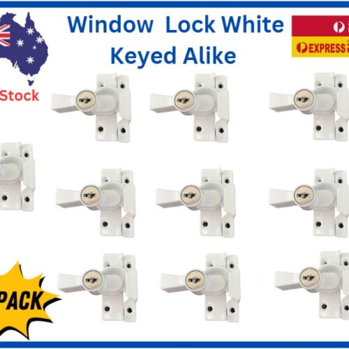 Window-Lock-White-Sash-Double-Hung-Keyed alike - 10 pack