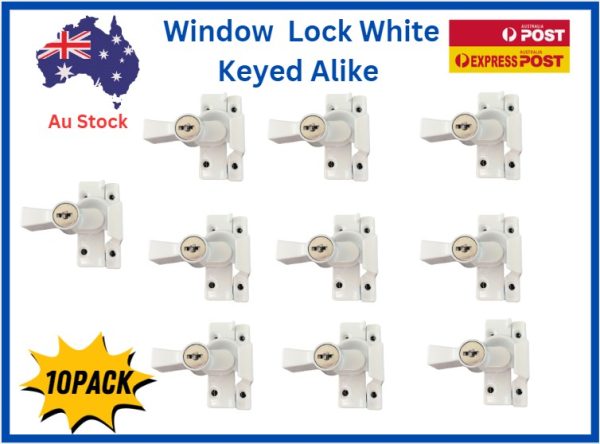 Window-Lock-White-Sash-Double-Hung-Keyed alike - 10 pack
