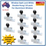 Window-Lock-double-Hung-Sash-White-keyed-alike-aluminium window-wide-base-narrow keeper plate-10 pack