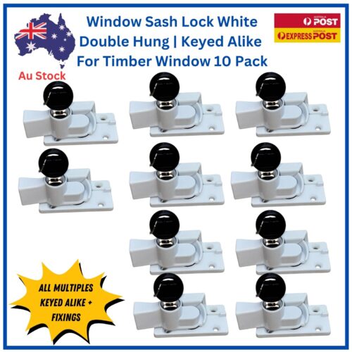 Window-Lock-double-Hung-Sash-White-keyed-alike-timber window-wide-base-10pack