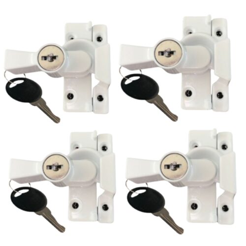 Window-Lock-white-Sash-Double-Hung-Cam-lock-Latch 4pack-keyed-alike