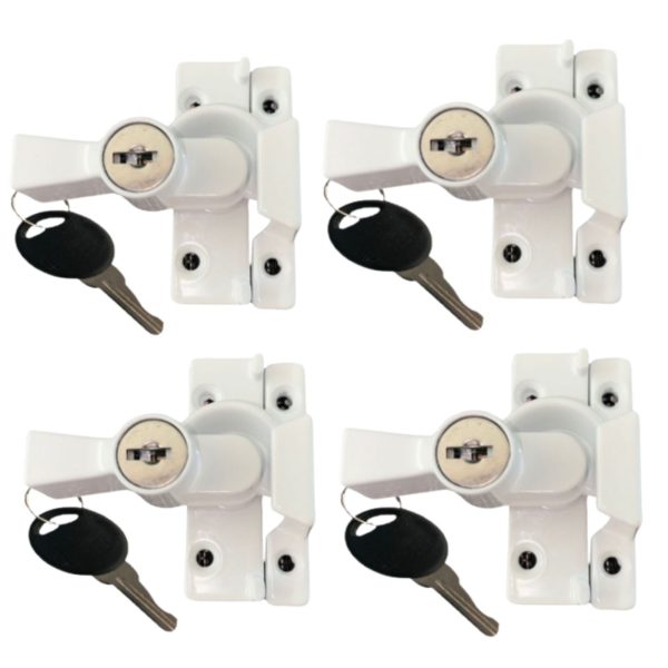 Window-Lock-white-Sash-Double-Hung-Cam-lock-Latch 4pack-keyed-alike