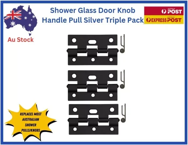 TRADEBASE Security Screen Door Hinges Heavy Duty -Stainless Pin- Black Triple Pack - Image 1
