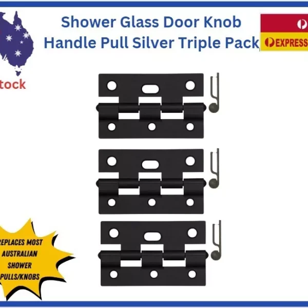 TRADEBASE Security Screen Door Hinges Heavy Duty -Stainless Pin- Black Triple Pack