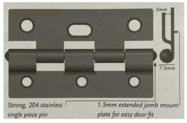 TRADEBASE Security Screen Door Hinges Heavy Duty -Stainless Pin- Black Triple Pack - Image 6