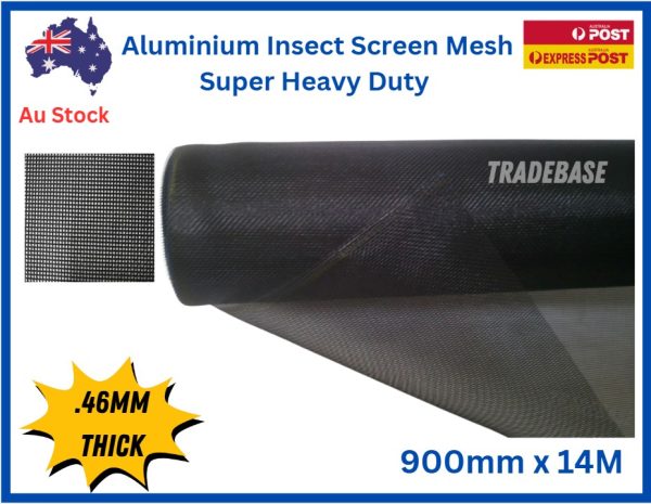 14m Roll x 900mm Aluminium Door Window Mesh Flyscreen 460 Micron SUper Heavy Duty Durabilty