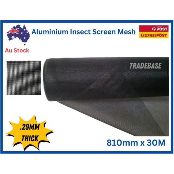 30m Roll x 810mm Aluminium Door Window Mesh Flyscreen 290 Micron Heavy Duty Durabilty