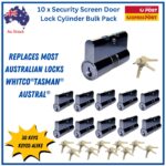 10 Pack Security Door Lock Cylinders – 4 Pin | Lazy Cam | Euro Profile with 30 Keys