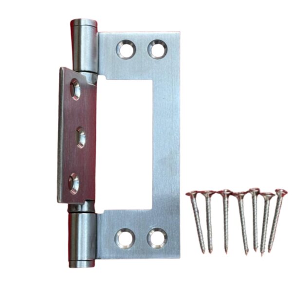 304 Stainless Steel Fast Fix Interfold Hinge | 100 mm × 70 mm  | Satin Stainless with fixing Screws - Image 2