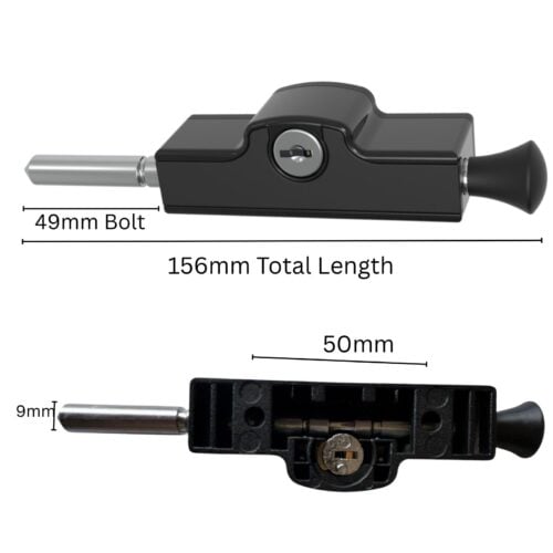 patio-bolt-door-timber-aluminium-sliding-hinged-black-156mm-49mm-9.5mm-stainless steel-3-keys-keyed-dimensions
