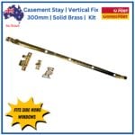 Casement Stay  | Vertical Fix 300mm | Polished Brass - Image 3