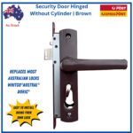 Security Screen Door Lock Hinged | Brown | Snib | Cylinder Not Included - Image 2
