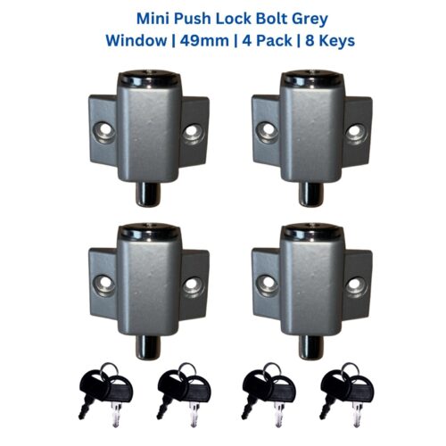 Mini Push Lock Door & Window Lock | Grey Silver | 4 pack