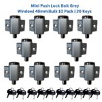 Mini Push Lock Door & Window Lock | Grey Silver | Bulk 10 Pack