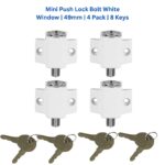 Mini Push Lock Door & Window Bolt | White | 4 Pack