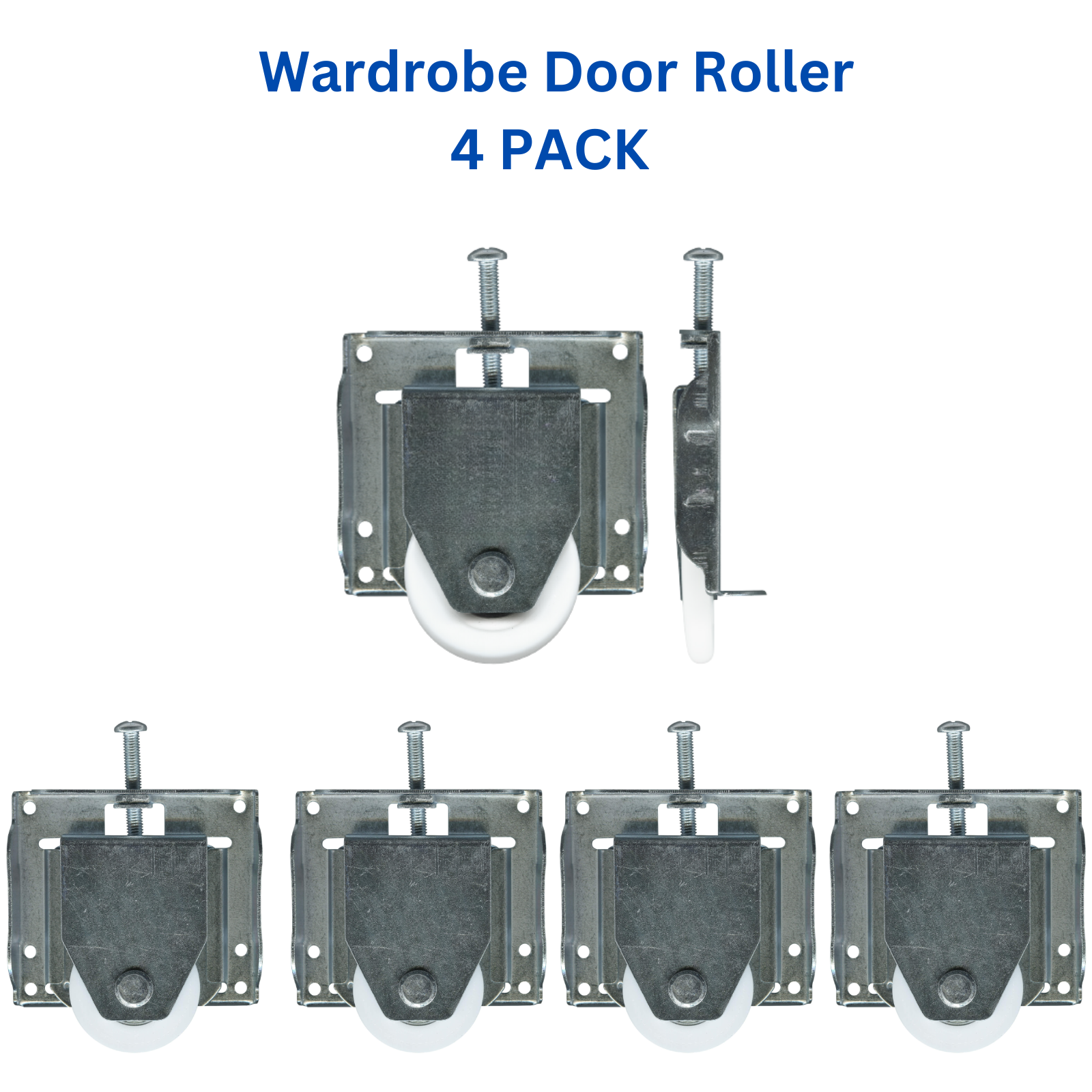 wardrobe-roller-bearing-adjustable-convex-replacement-4pk Sliding Carriage Wardrobe Robe Door Roller | Convex Wheel | Cupboard |Screen | Glass | 4Pack - Image 1