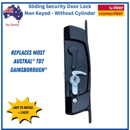 Sliding Security Barrier Door Lock | Black | Cylinder + 3 Keys - Image 6