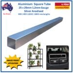 Aluminium Square Tube 25 x 25mm 1.2mm Gauge | Anodised Silver - Image 4