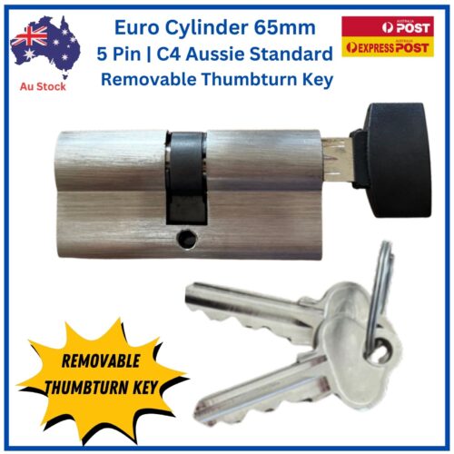 Euro Cylinder 65mm Removable Thumbturn Key 5 Pin C4 Aussie Standard TradeBase Australia